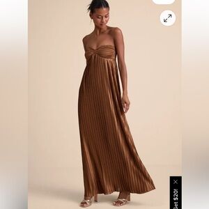 Lulu's Chocolate Strapless Maxi Dress